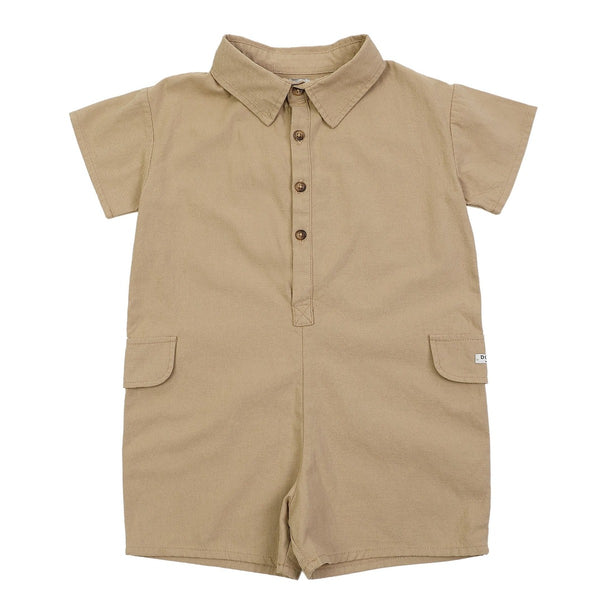 US stockist of Donsje's handmade, gender neutral Aspen Jumpsuit in Khaki.
