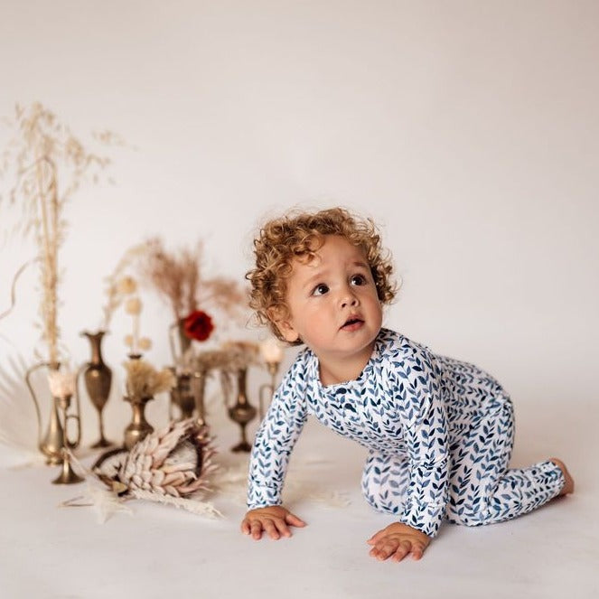 US stockist of Snuggle Hunny Kid's organic cotton jersey, nightshade zip footed sleeper.