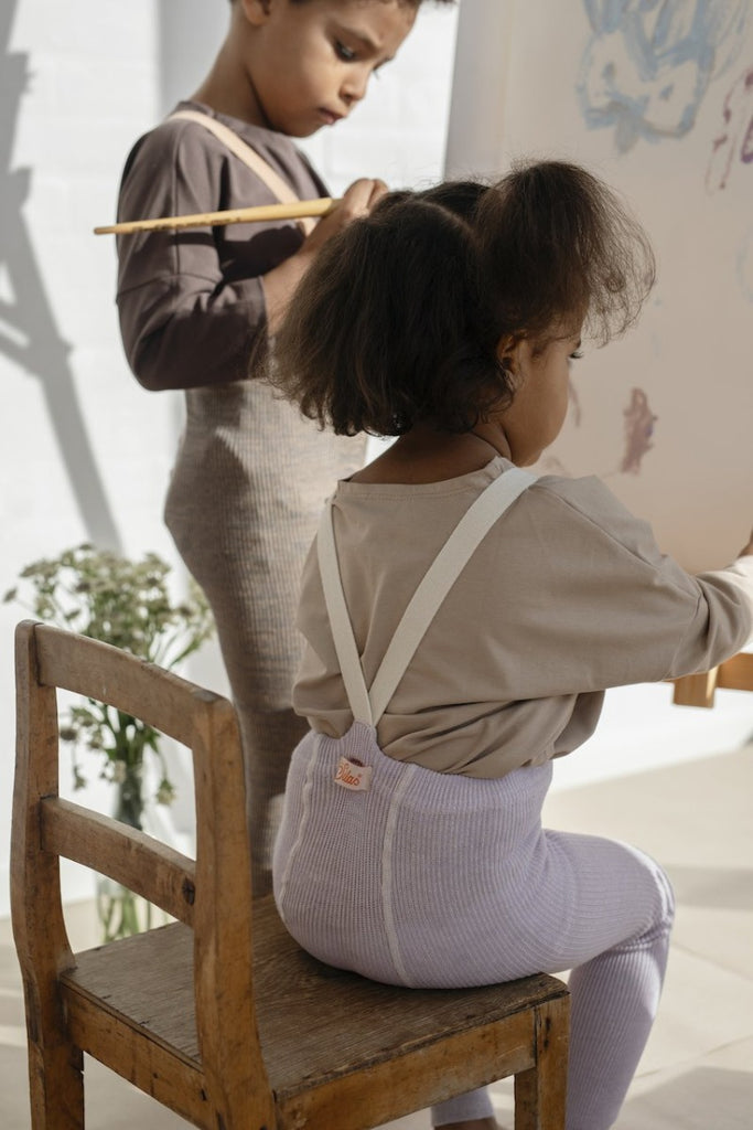 US stockist of Silly Silas' Cotton Footless tights in Creamy Lavender.
