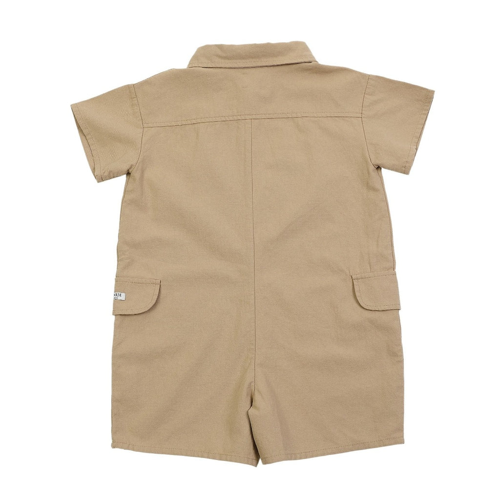 US stockist of Donsje's handmade, gender neutral Aspen Jumpsuit in Khaki.