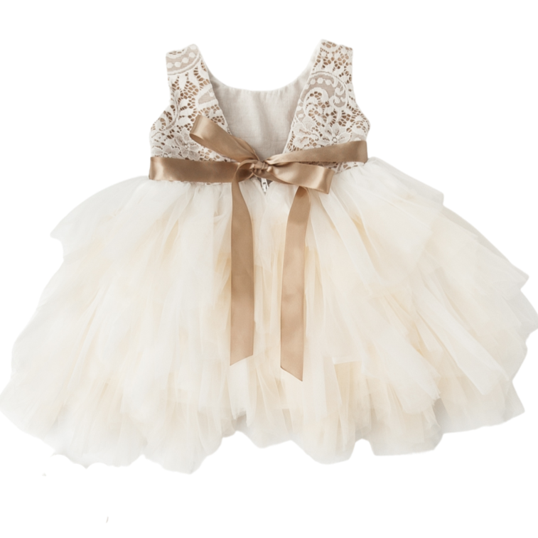 US stockist of Karibou Kid's Special Occasion, Portia Soiree Gown in Champagne.