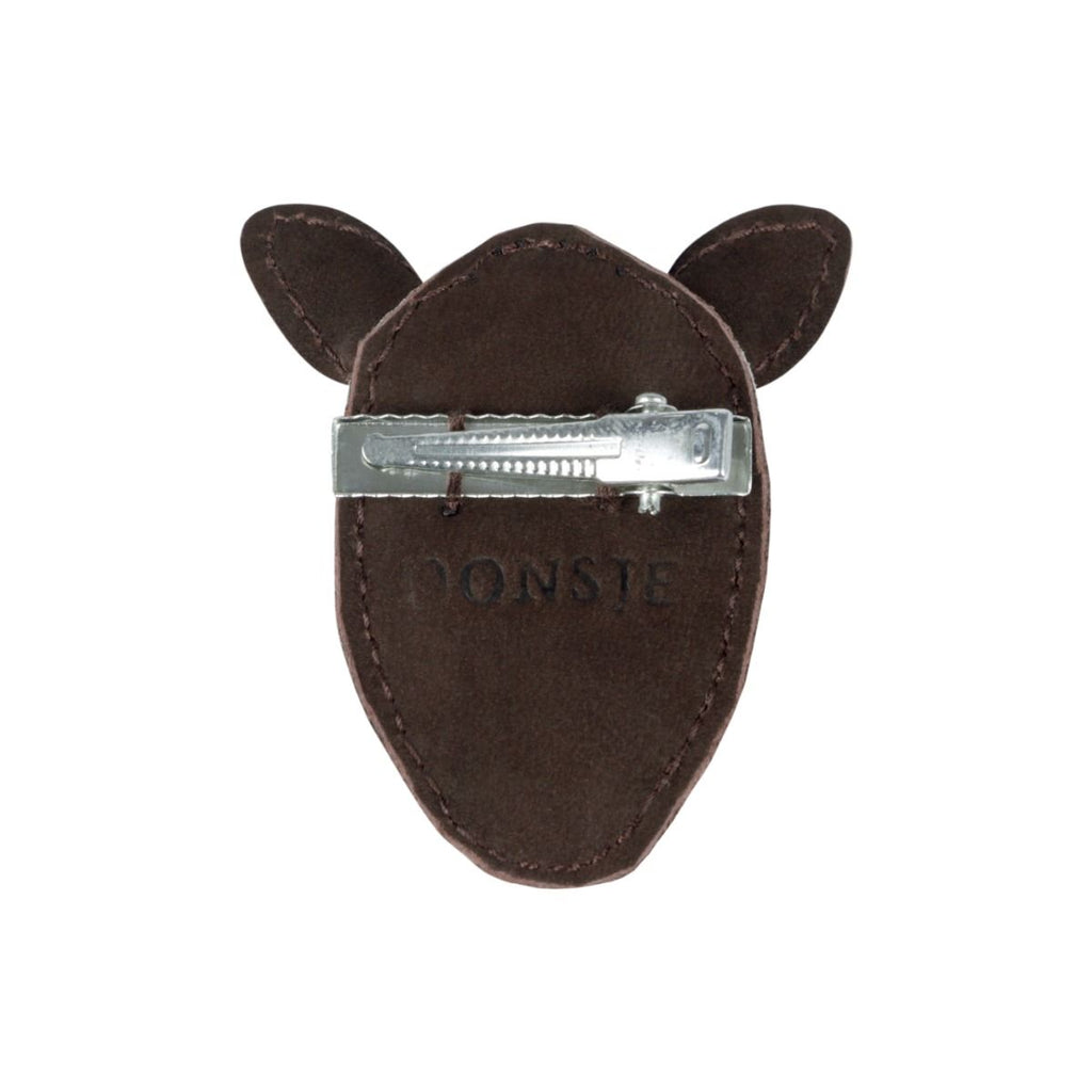 US stockist of Donsje's handmade leather Zebra Josy hair clip.