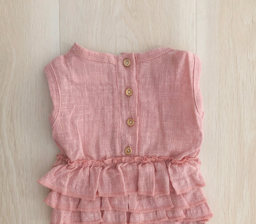 US stockist of Fable & Ford's Lola Linen Ruffle Romper in Dusk