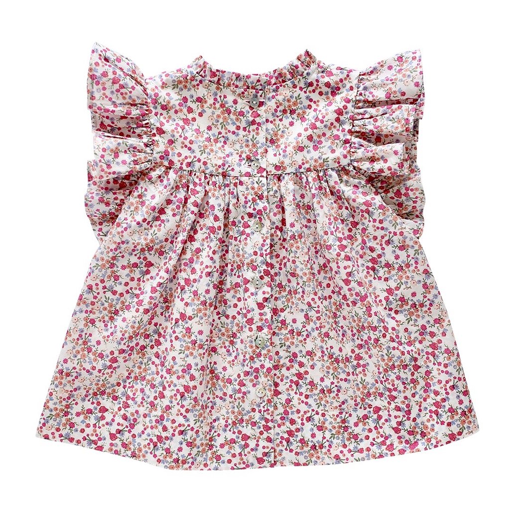 US Stockist of Aubrie Sakura Smock Top in Forget Me Not Floral