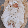 US stockist of Buck & Baa's gender neutral, organic cotton Acorn zip romper.