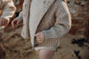 US stockist of Grown Clothing's gender neutral, chunky knit rib hoodie cardigan in Ecru.