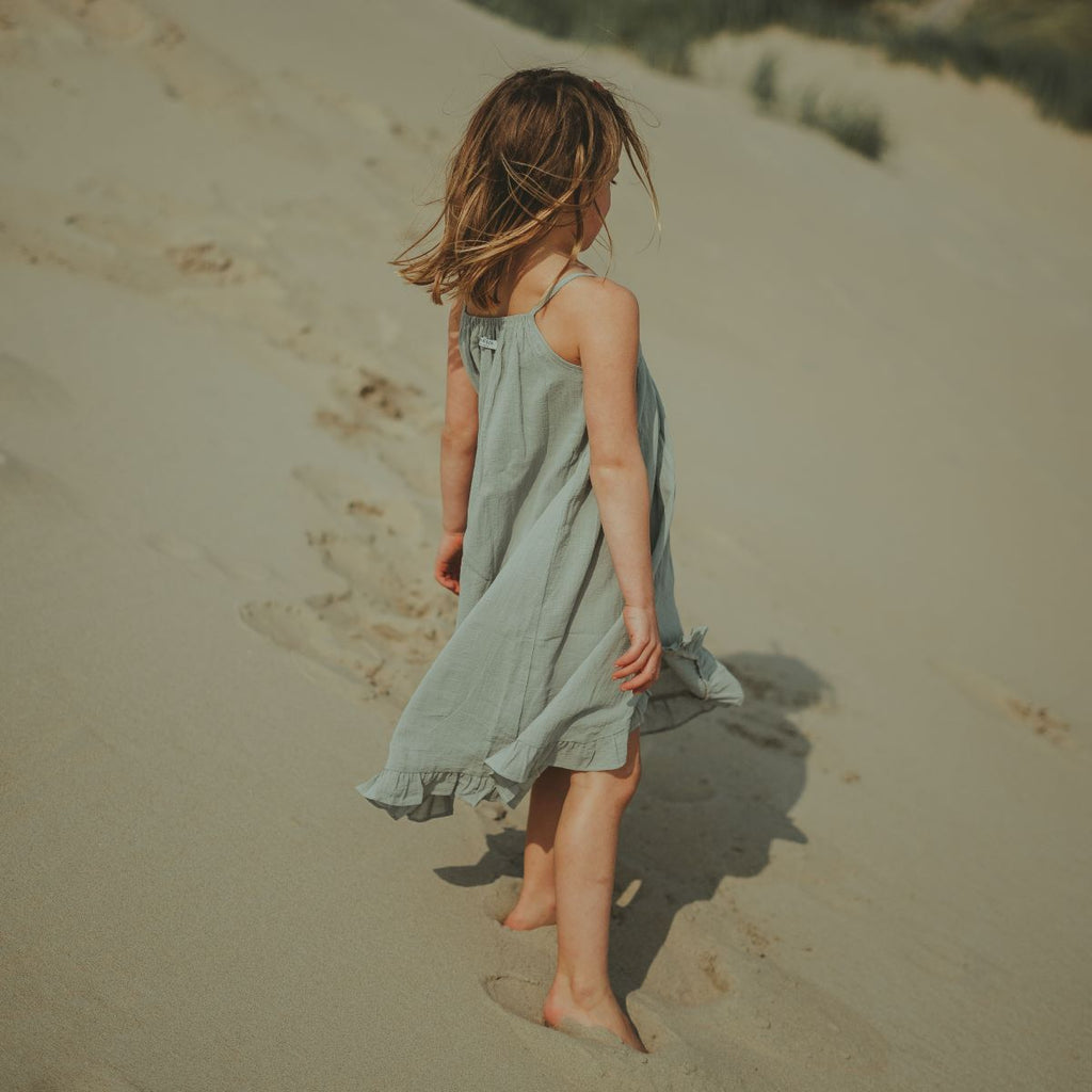 US stockist of Donsje's handmade, Camille Dress in Sea Green.  Made from 100% cotton.