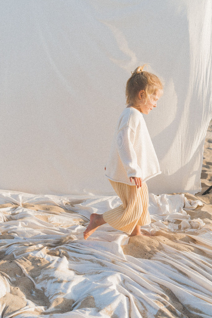US stockist of Illoura the Label's 3/4 essential ribbed knit pants in Butter