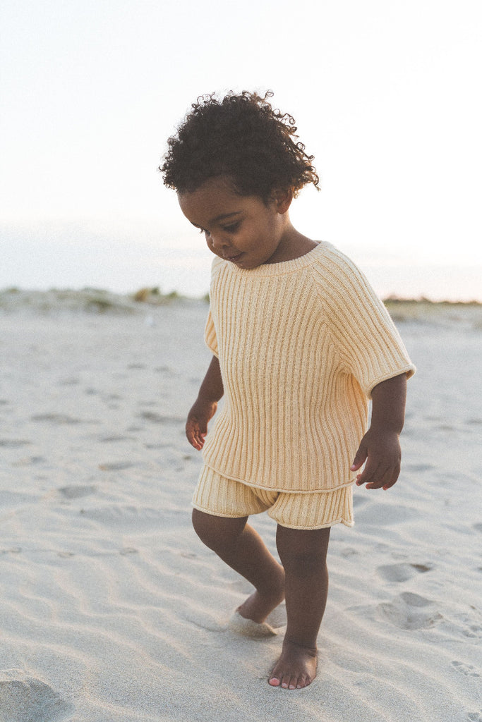 US stockist of Illoura the Label's essential ribbed knit shorts in Butter