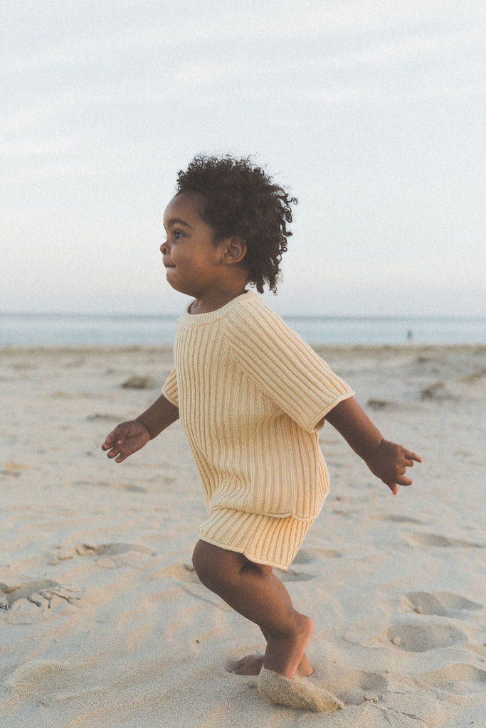 US stockist of Illoura the Label's essential ribbed knit shorts in Butter