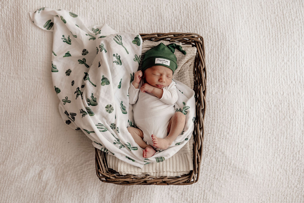 US stockist of Snuggle Hunny Kid's organic muslin wrap in Cactus.