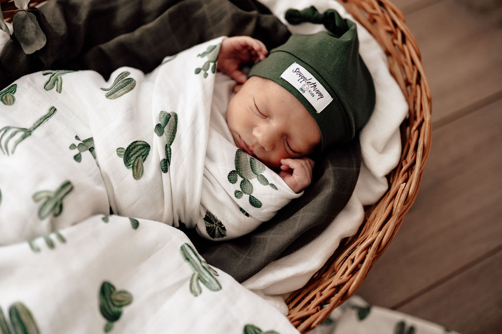 US stockist of Snuggle Hunny Kid's organic muslin wrap in Cactus.