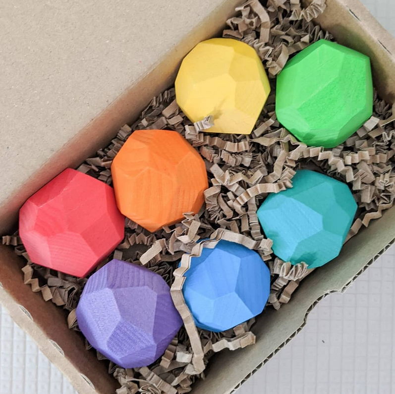 US stockist of Ocamora's set of 7 wooden rainbow Teniques.