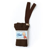 US stockist of Silly Silas gender neutral retro ribbed footed tights in chocolate brown.  Made from 100% cotton and features braces.