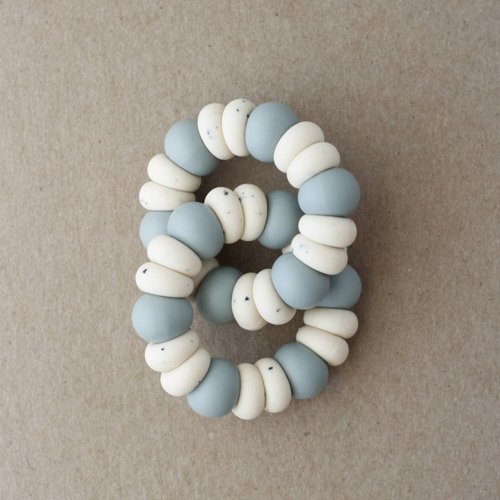 US stockist of Little Chew's gender neutral Polka Dot silicone double freezer teether in Cloud Blue