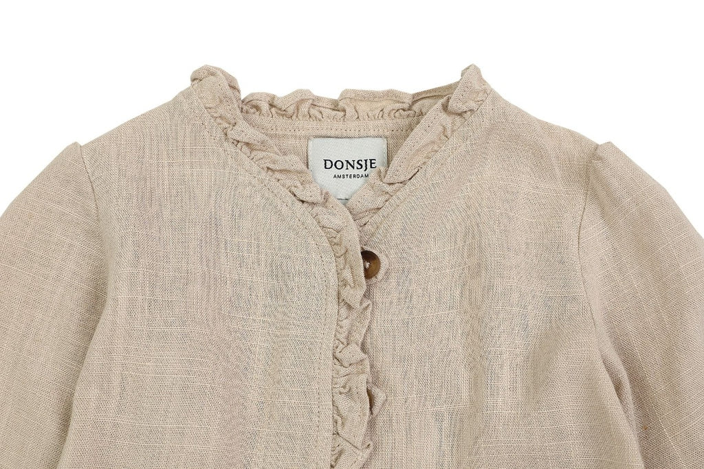US stockist of Donsje's linen blend, Lori Blouse in Beige.  