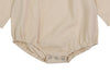 US stockist of Donsje's long sleeve chloe bodysuit in Buttercream.  Made from cotton with a ruffle neck.