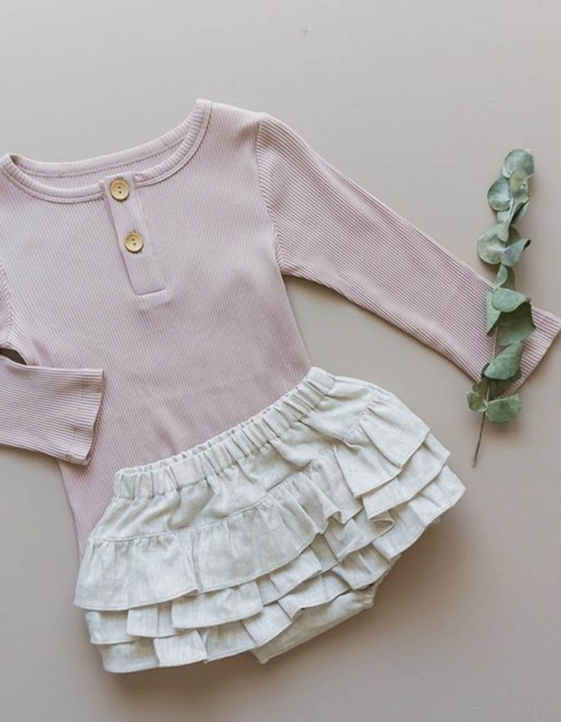 US stockist of Two Darlings musk pink cotton/modal long sleeve t-shirt