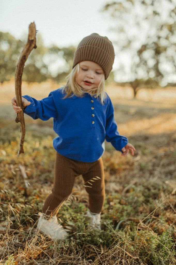 US stockist of Grown's organic ribbed leggings in Espresso