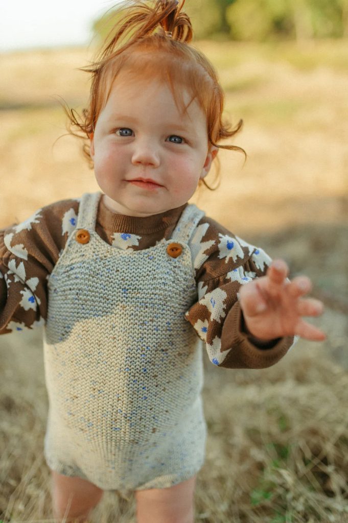 US stockist of Grown's gender neutral organic funfetti romper in Sea