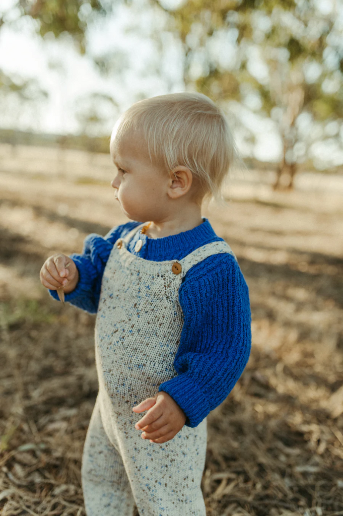 US stockist of Grown's gender neutral, organic funfetti overalls in Sea