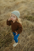 US stockist of Grown's organic ribbed leggings in Cobalt