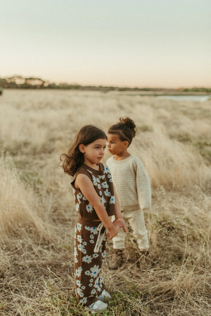 US stockist of Grown's organic knit flare pants in Petal