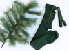 US stockist of Silly Silas' gender neutral, Teddy footed warmy tights in Dark Forest Green.