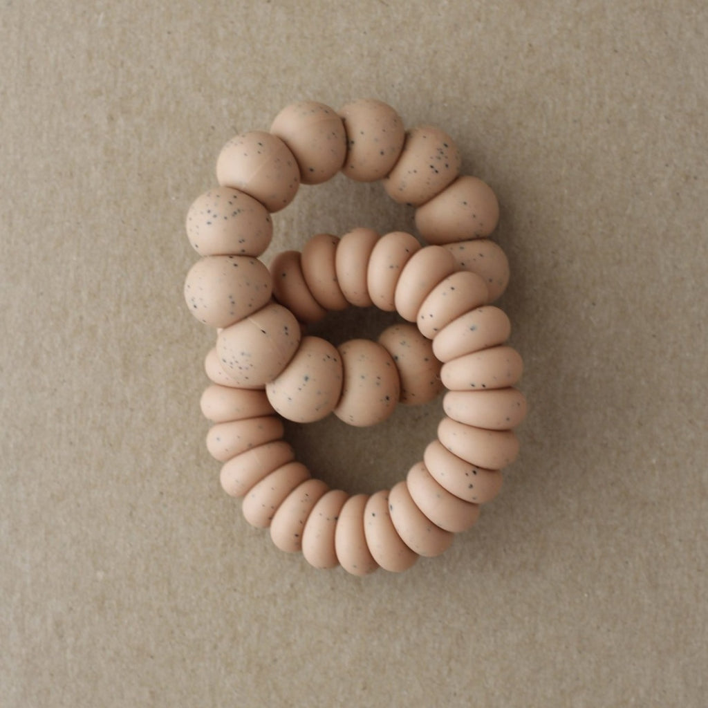 US stockist of Little Chew's gender neutral Luna silicone double freezer teether in dusty coral