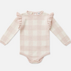US stockist of Miann & Co's Frill long sleeve knit bodysuit in Ballet Pink Gingham