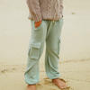 US stockist of Miann & Co's knit cargo pants in Whisper Green