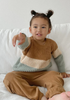 US stockist of Miann & Co's Tri-Tone Chunky Knit Sweater in Caramel Stripe