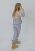 US stockist of Miann & Co's Tri-Tone chunky knit sweater in Lavender Stripe