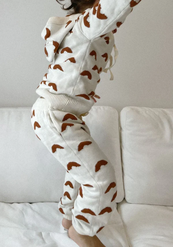 US stockist of Miann & Co's knit hooded baby sweater in Rainbow