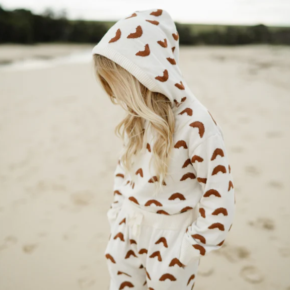 US stockist of Miann & Co's knit hooded sweater in Rainbow