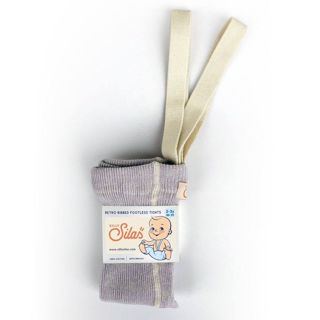 US stockist of Silly Silas' Cotton Footless tights in Creamy Lavender.