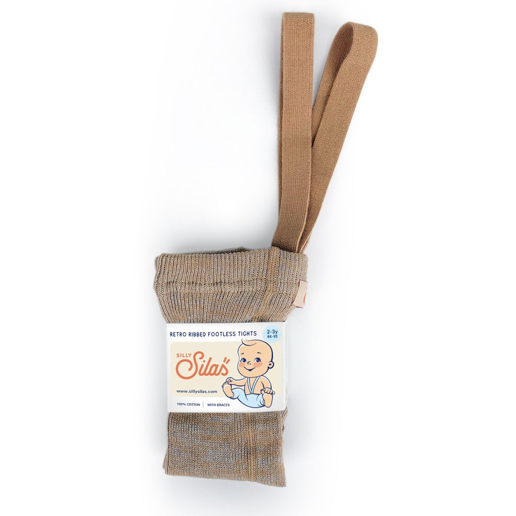 US stockist of Silly Silas' Cotton Footless tights in Silverly Brown.