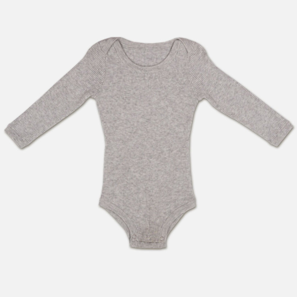 US stockist of Grown grey marle organic cotton ribbed bodysuit/onesie