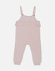 US stockist of Grown organic cotton blush pink frill overalls