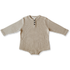 US stockist of Grown Clothing's gender neutral, organic cotton ribbed button bodysuit in Natural.