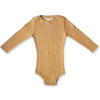 US stockist of Grown Clothing's gender neutral, organic cotton ribbed essential bodysuit in Buttermilk.