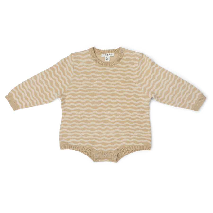 US stockist of Grown's gender neutral Organic Knit Romper in River