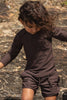 US stockist of Salty Swimwear's long sleeve Brook rash top in Eco Rib Chocolate.