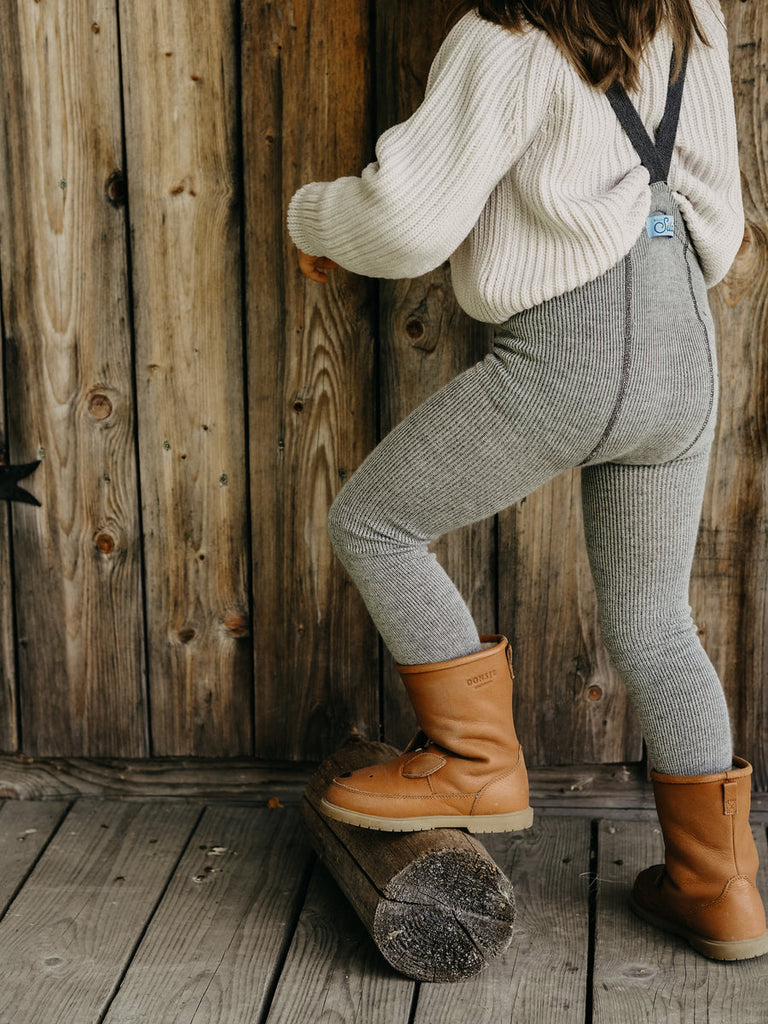 US stockist of Silly Silas' gender neutral, Wooly footless tights in Granite Grey.