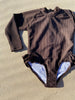 US stockist of Salty Swimwear's Eco Rib, long sleeve rashsuit in Chocolate.  Made from UPF 50+ Repreve Eco Rib fabric.