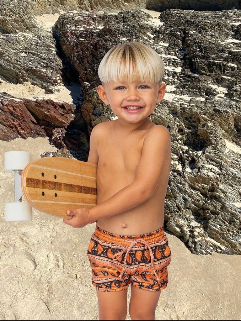 US stockist of Salty Swimwear's Jett Swim Trunks in Midnight Pretty Paisley.