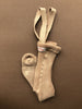 US stockist of Silly Silas' gender neutral, footed Teddy tights in Light Brown.  Made from 100% okeo tex cotton with retro braces.