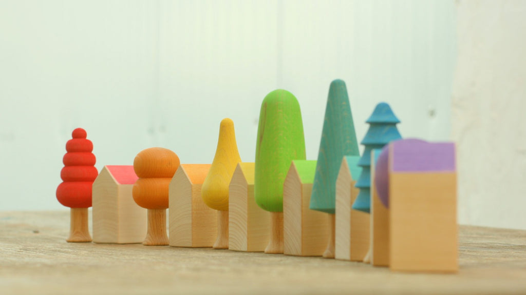 US stockist of Ocamora's set of 7 Rainbow Houses.