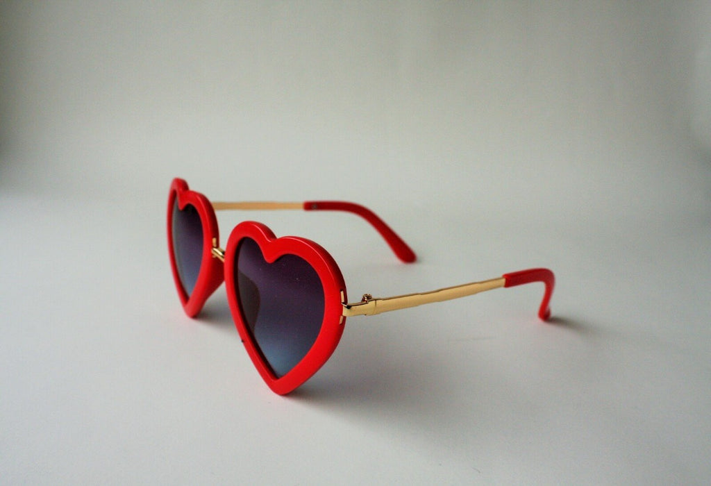 US stockist of Elle Porte's Heart shaped sunglasses in red.