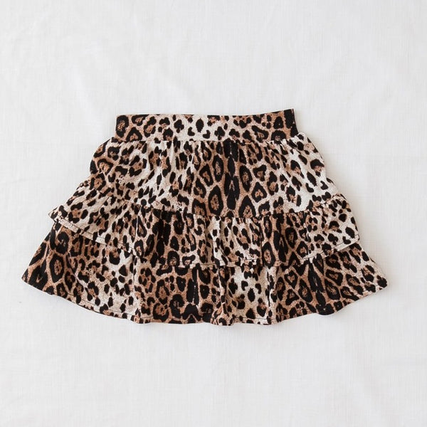 US stockist of Karibou Kids free & wild leopard print ruffle skirt.
